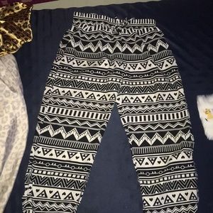 black and white light weighted joggers.